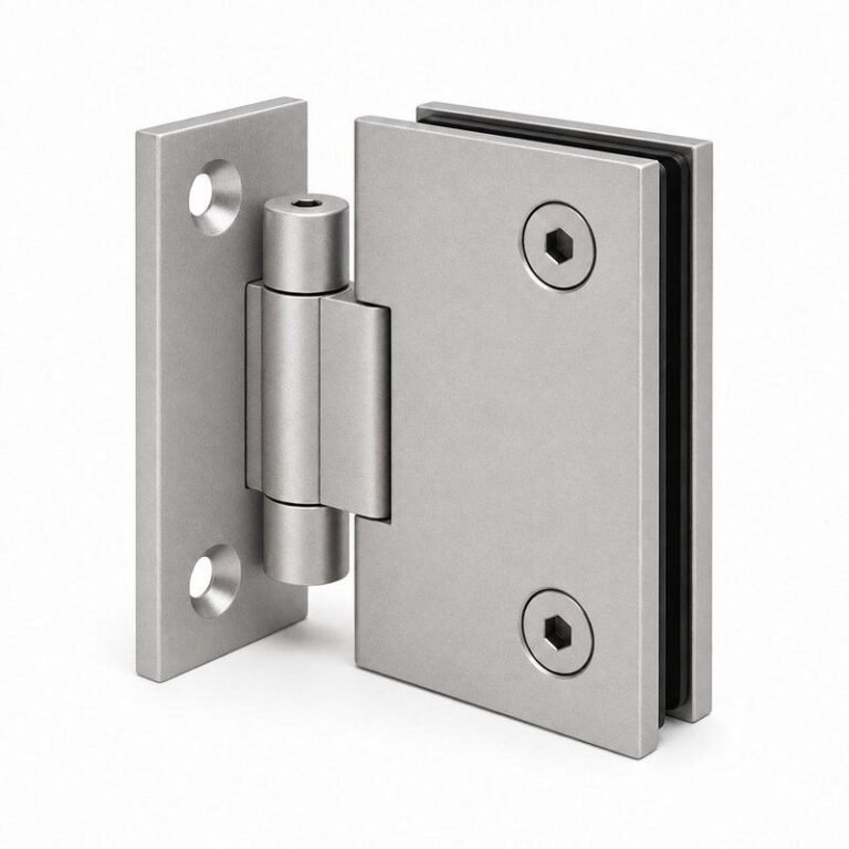 Matte Silver Adjustable Wall-Mount Shower Door Hinge — Finish Concept