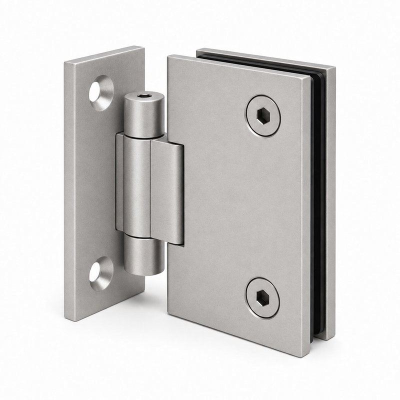 Matte Silver Adjustable Wall-Mount Shower Door Hinge — Finish Concept