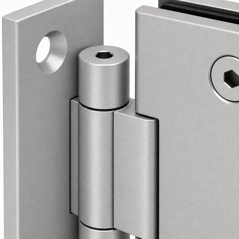 Matte Silver Adjustable Wall-Mount Shower Door Hinge — Finish Concept