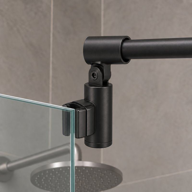 Matte Black Adjustable Shower Support Bar Bracket — Finish Concept