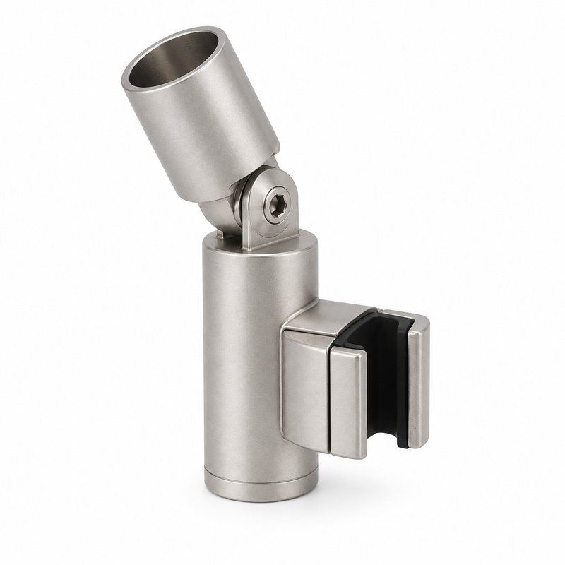 Matte Silver Adjustable Shower Support Bar Bracket — Finish Concept