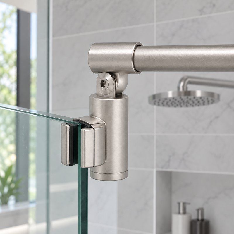 Matte Silver Adjustable Shower Support Bar Bracket — Finish Concept