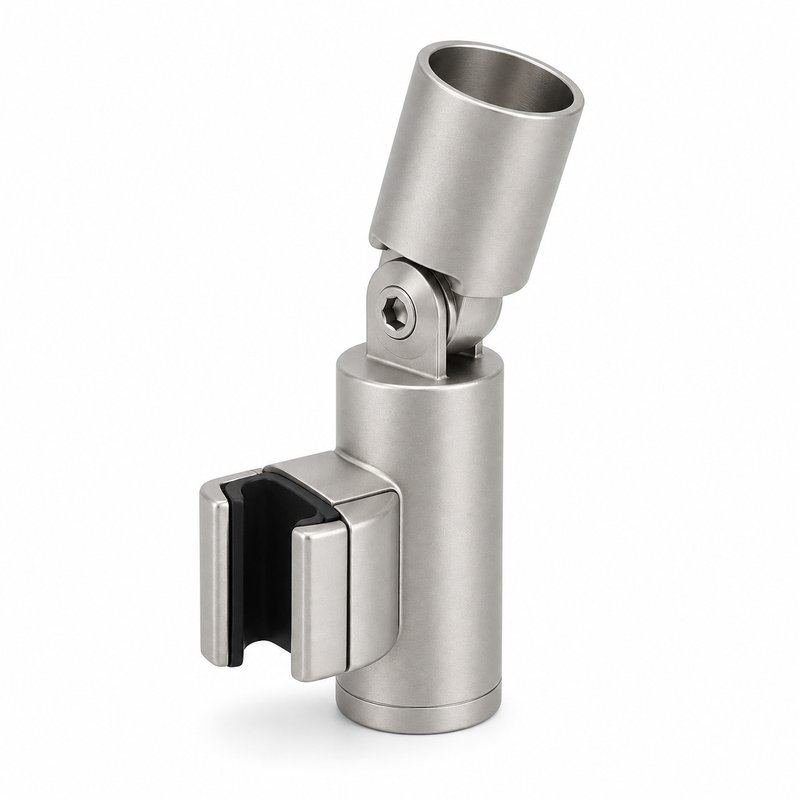 Matte Silver Adjustable Shower Support Bar Bracket — Finish Concept