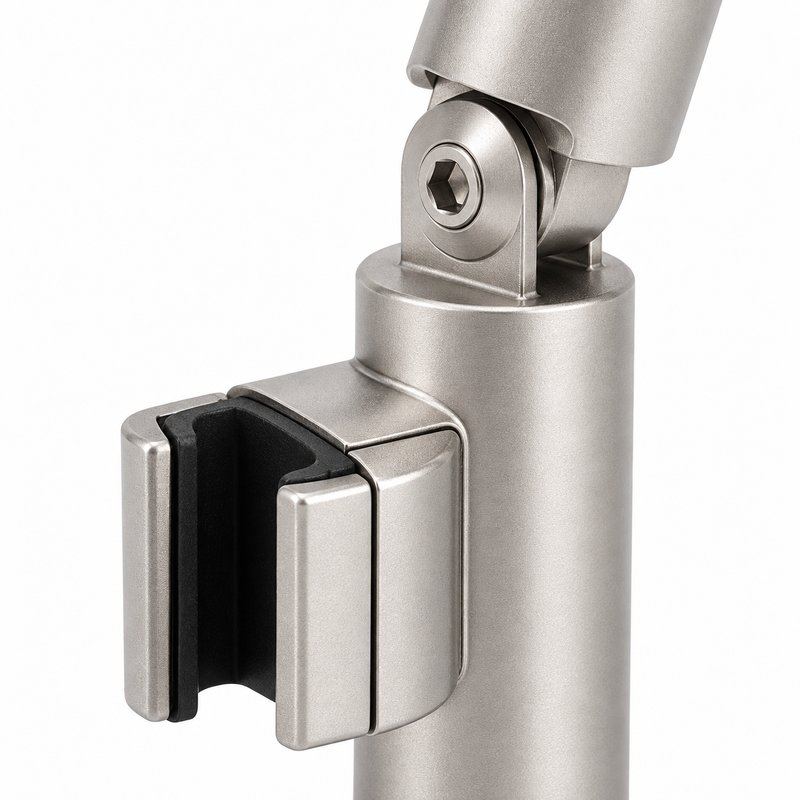 Matte Silver Adjustable Shower Support Bar Bracket — Finish Concept