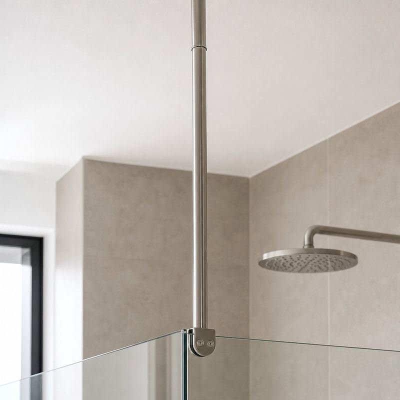 Adjustable Glass-to-Ceiling Shower Support Bar