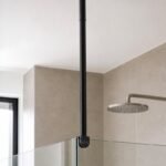 Matte Black Adjustable Glass-to-Ceiling Shower Support Bar — Finish Concept