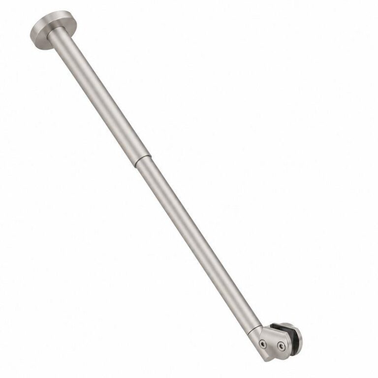 Matte Silver Adjustable Glass-to-Ceiling Shower Support Bar — Finish Concept