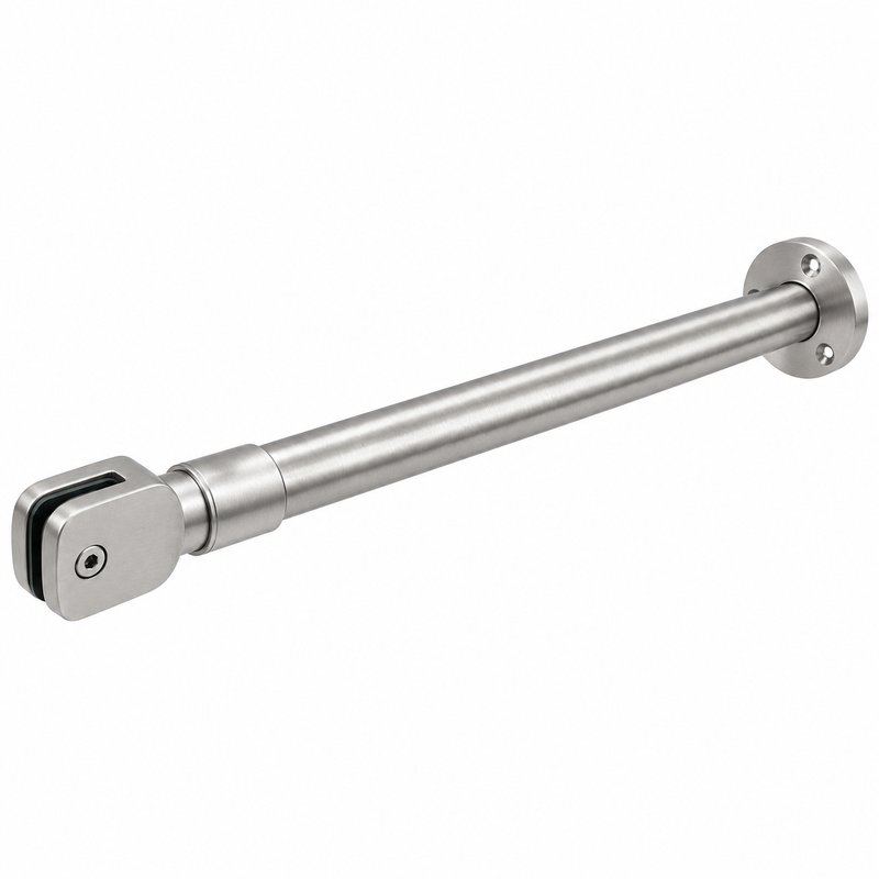 Matte Silver Glass-to-Wall Shower Support Bar — Finish Concept