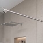 Matte Silver Glass-to-Wall Shower Support Bar — Finish Concept