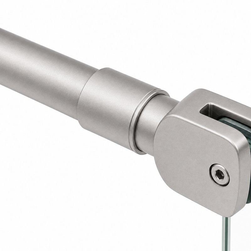 Matte Silver Glass-to-Wall Shower Support Bar — Finish Concept