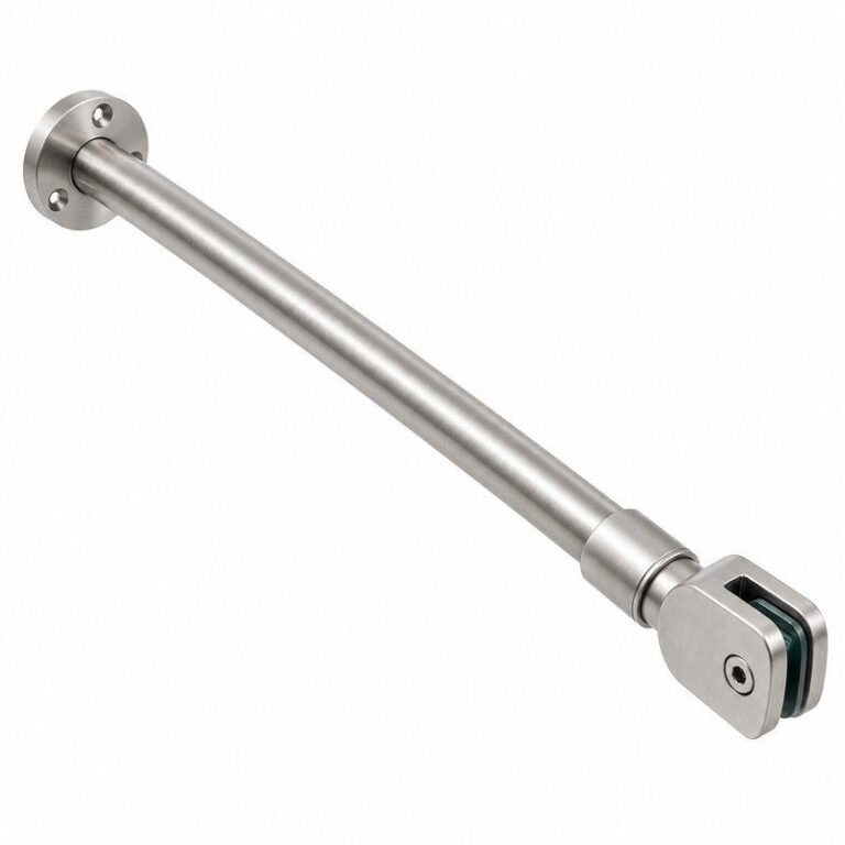 Matte Silver Glass-to-Wall Shower Support Bar — Finish Concept
