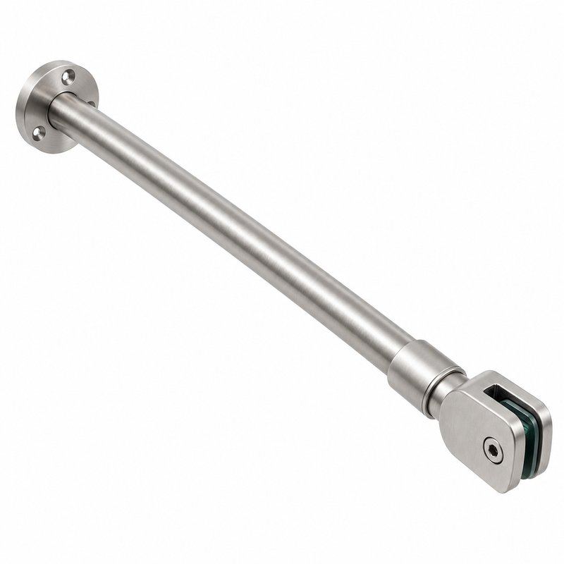 Matte Silver Glass-to-Wall Shower Support Bar — Finish Concept