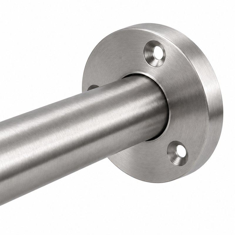 Matte Silver Glass-to-Wall Shower Support Bar — Finish Concept