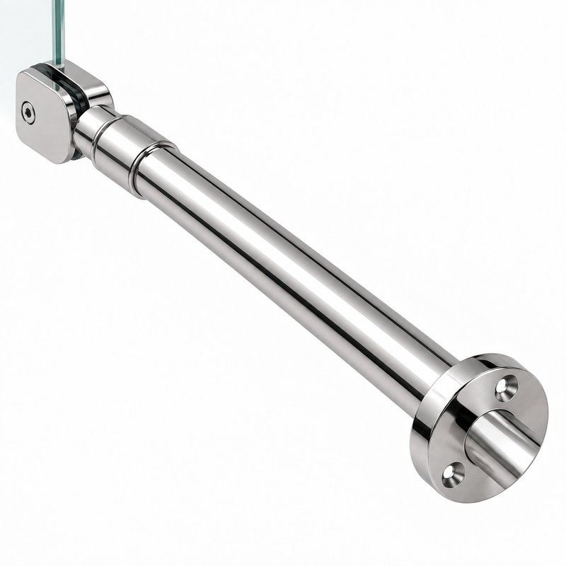 Polished Silver Glass-to-Wall Shower Support Bar — Finish Concept