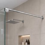 Polished Silver Glass-to-Wall Shower Support Bar — Finish Concept