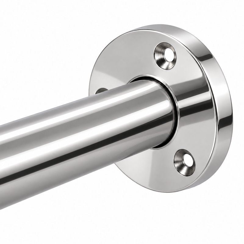Polished Silver Glass-to-Wall Shower Support Bar — Finish Concept