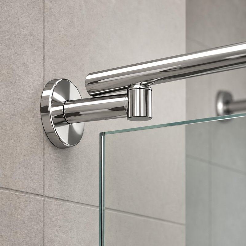Polished Silver Wall-Mounted Shower Support Bracket — Finish Concept