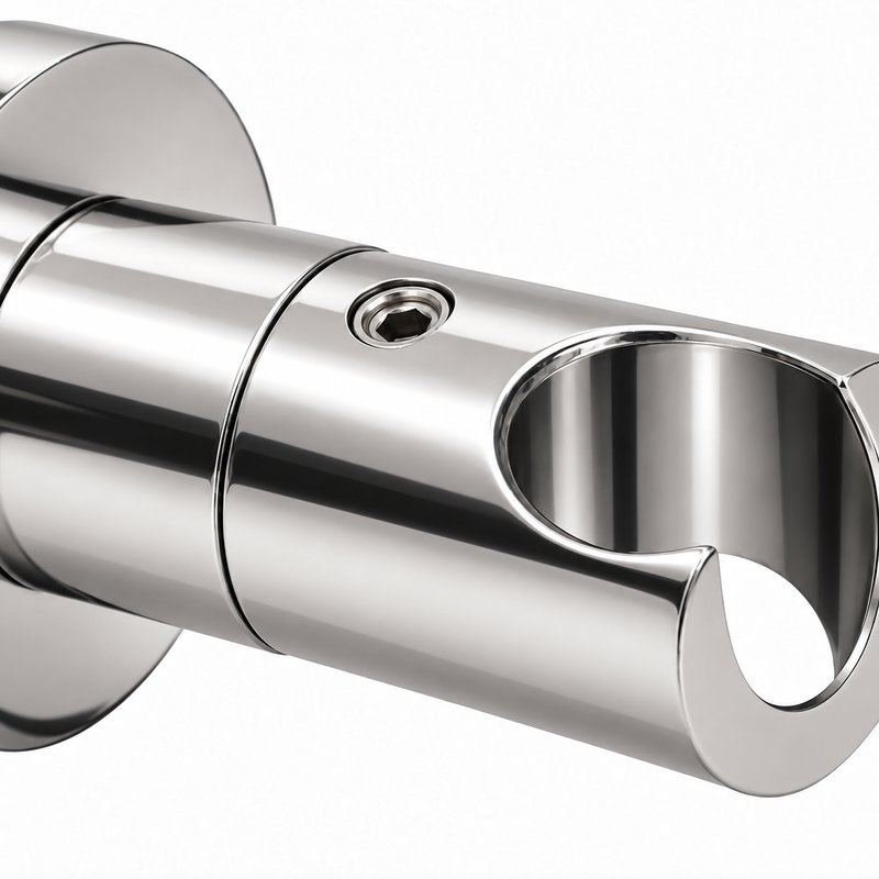 Polished Silver Wall-Mounted Shower Support Bracket — Finish Concept