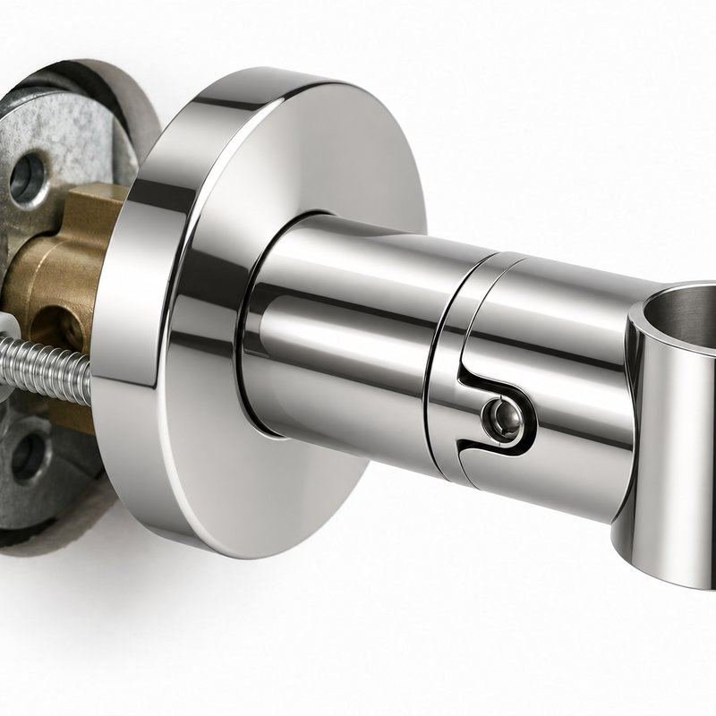 Polished Silver Wall-Mounted Shower Support Bracket — Finish Concept