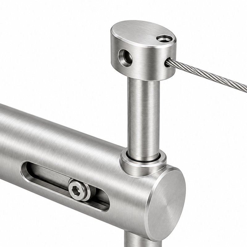 Slotted Adjustable Cable Support — Fine brushed silver appearance