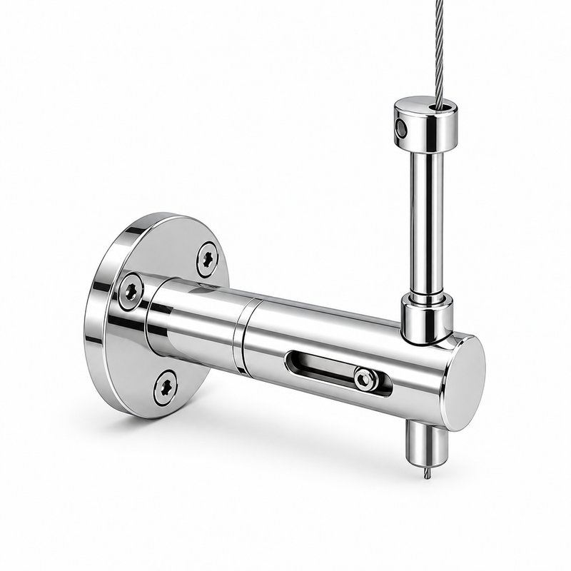 Slotted Adjustable Cable Support — Polished silver appearance