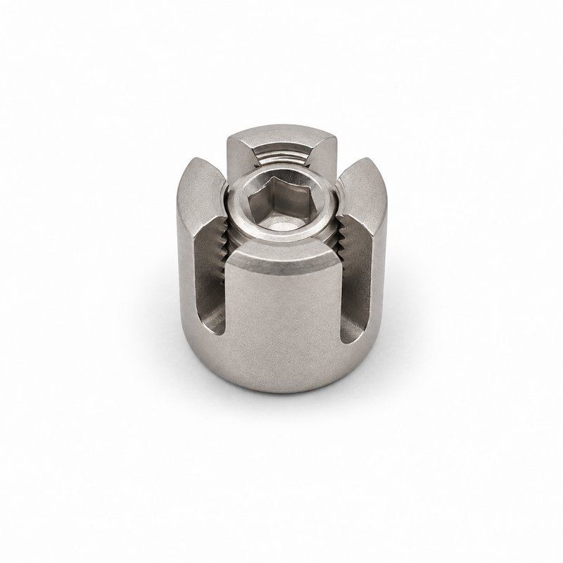 Slotted Cross Wire Rope Clamp — Matte silver appearance