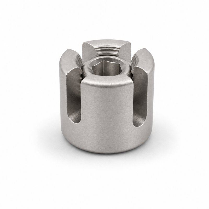 Slotted Cross Wire Rope Clamp — Matte silver appearance