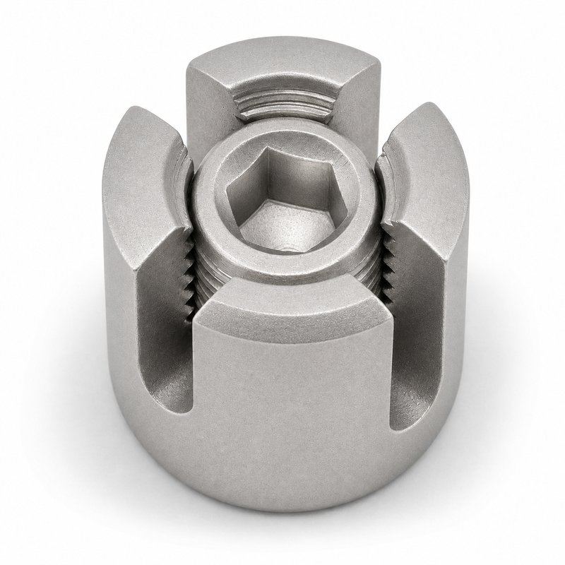 Slotted Cross Wire Rope Clamp — Matte silver appearance