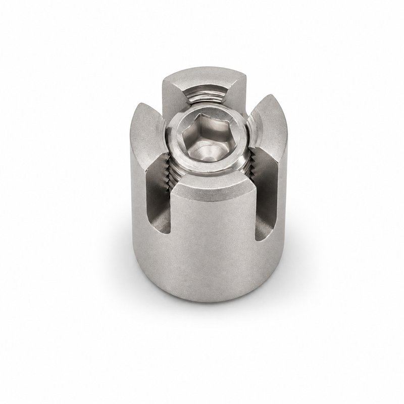 Slotted Cross Wire Rope Clamp — Matte silver appearance
