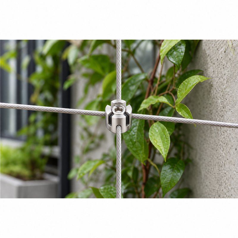 Slotted Cross Wire Rope Clamp — Matte silver appearance