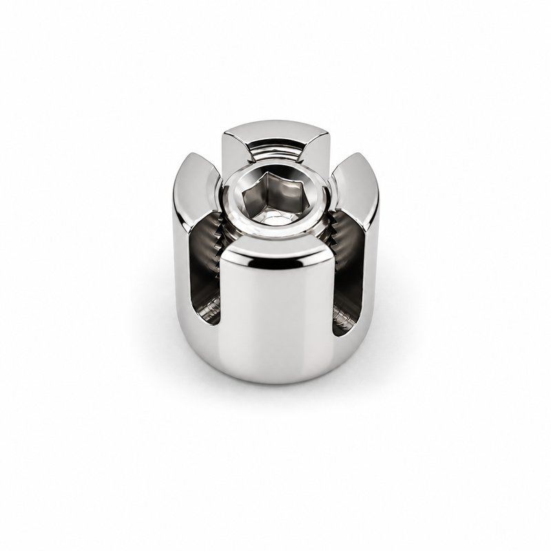 Slotted Cross Wire Rope Clamp — Polished silver appearance