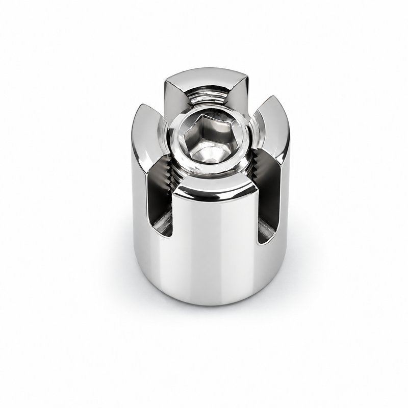 Slotted Cross Wire Rope Clamp — Polished silver appearance