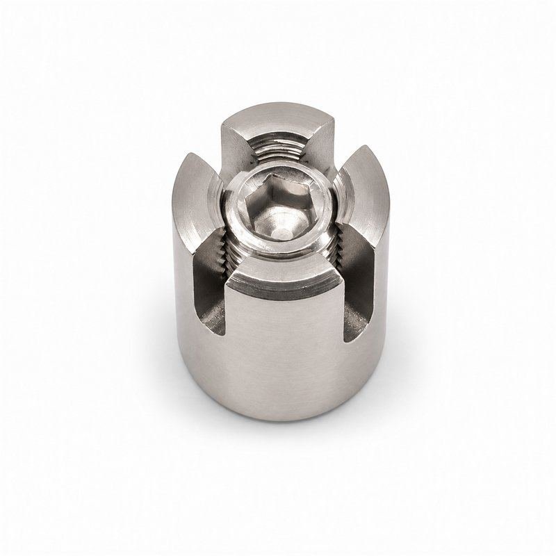Slotted Cross Wire Rope Clamp — Satin silver appearance