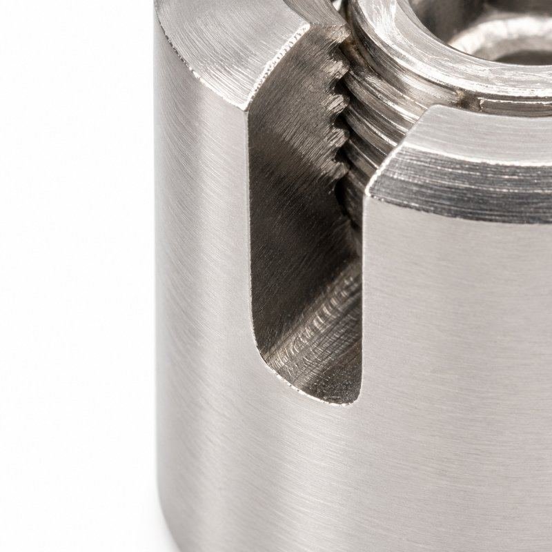 Slotted Cross Wire Rope Clamp — Satin silver appearance