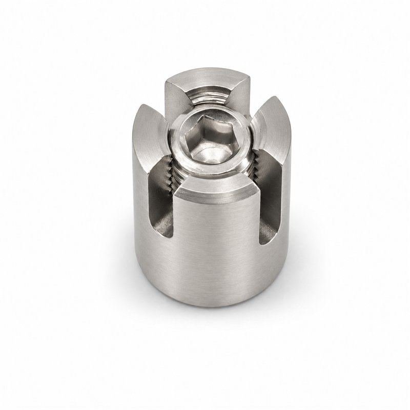 Slotted Cross Wire Rope Clamp — Satin silver appearance