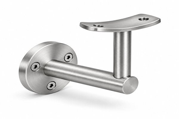 Curved Saddle Wall Handrail Bracket — Fine-brushed silver appearance concept - product reference