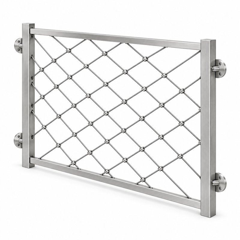 Standoff Mounted Cable Mesh Panel — Fine brushed silver appearance