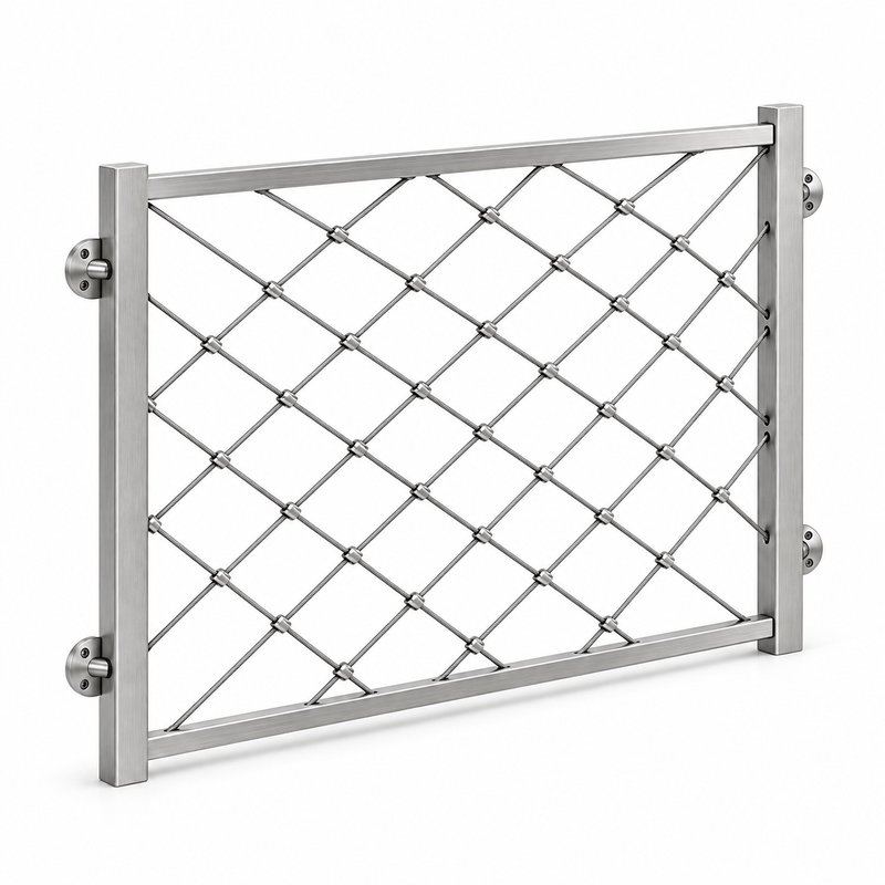 Standoff Mounted Cable Mesh Panel — Fine brushed silver appearance