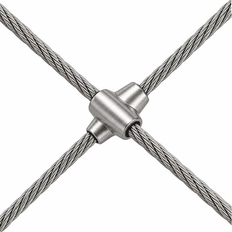 Standoff Mounted Cable Mesh Panel — Fine brushed silver appearance