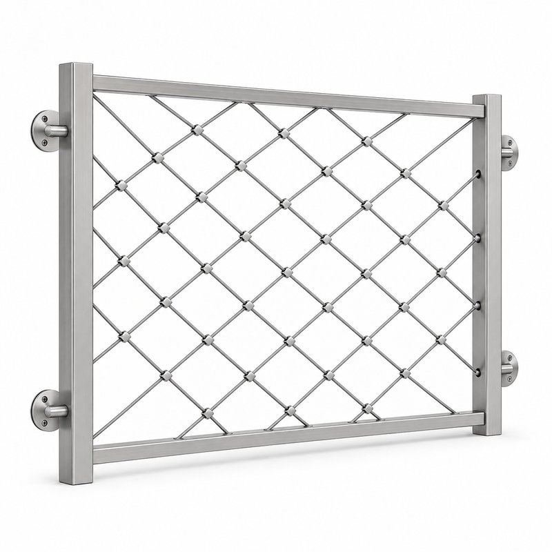 Standoff Mounted Cable Mesh Panel — Matte silver appearance