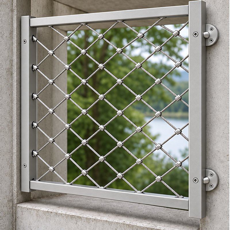 Standoff Mounted Cable Mesh Panel — Matte silver appearance