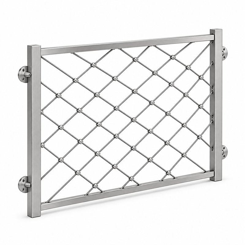 Standoff Mounted Cable Mesh Panel — Matte silver appearance