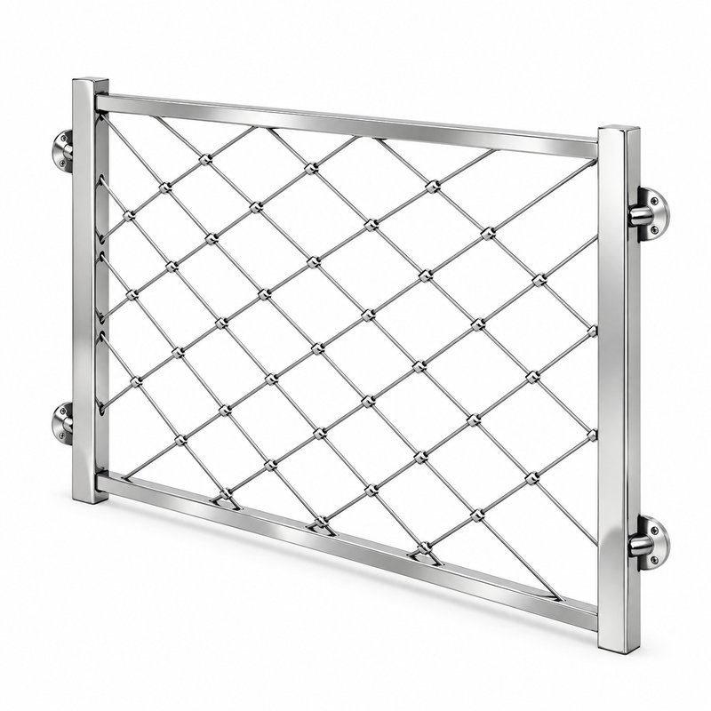 Standoff Mounted Cable Mesh Panel — Polished silver appearance
