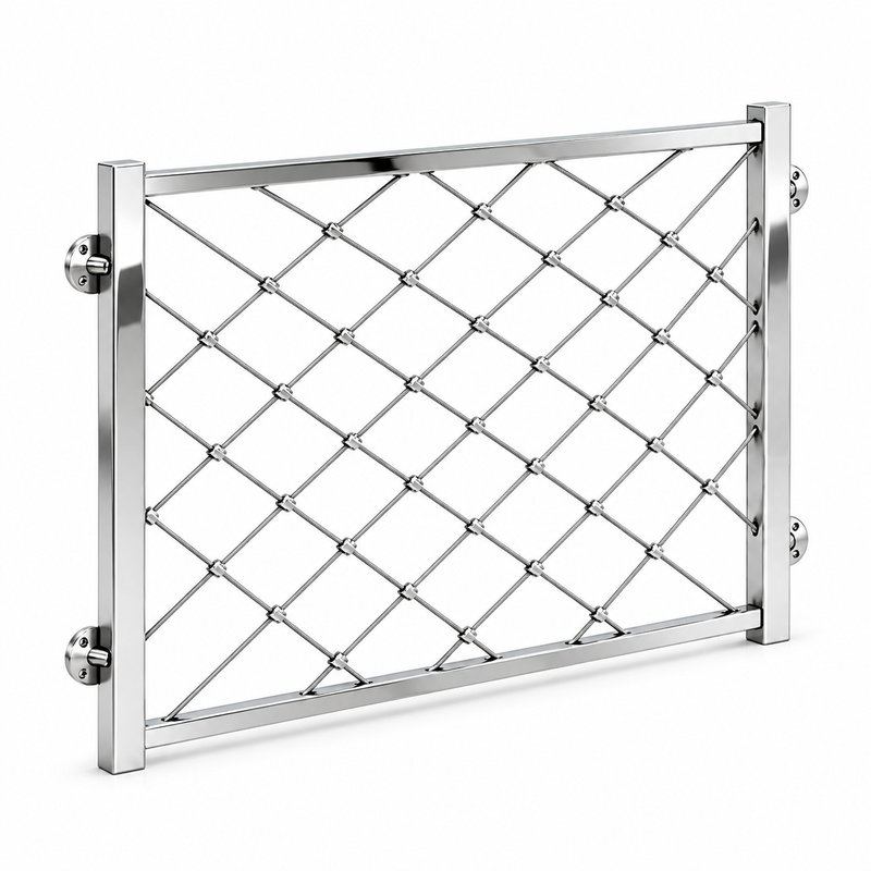 Standoff Mounted Cable Mesh Panel — Polished silver appearance