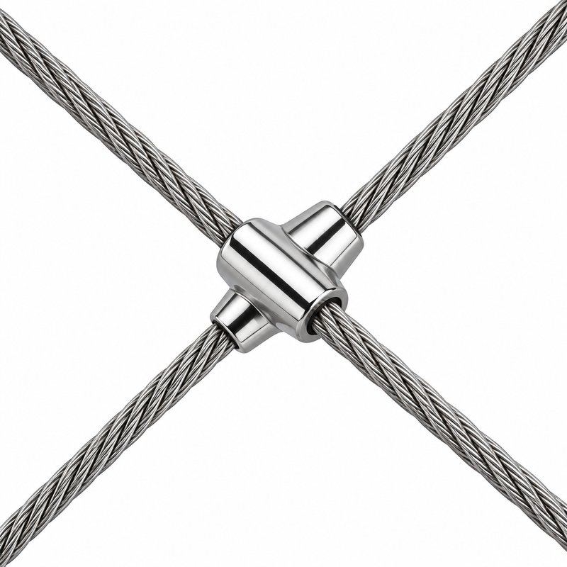 Standoff Mounted Cable Mesh Panel — Polished silver appearance