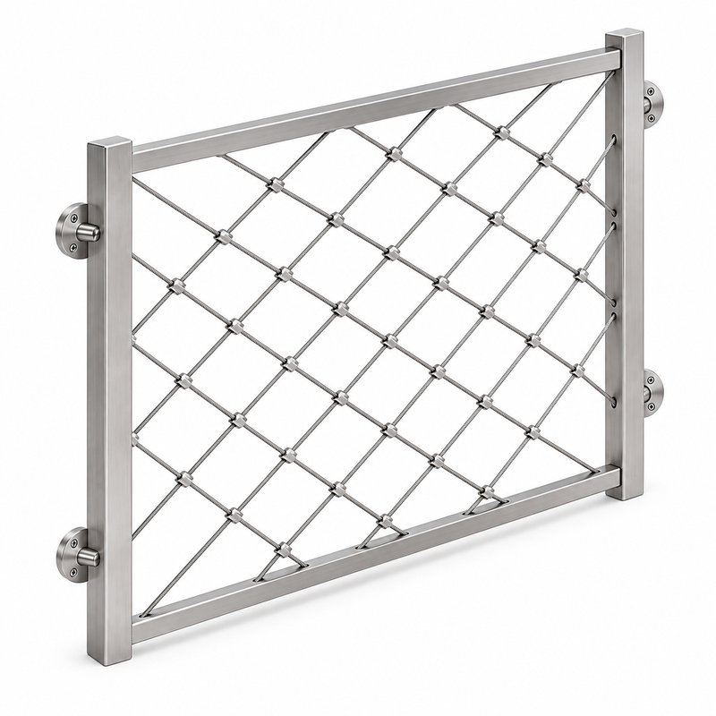 Standoff Mounted Cable Mesh Panel — Satin silver appearance