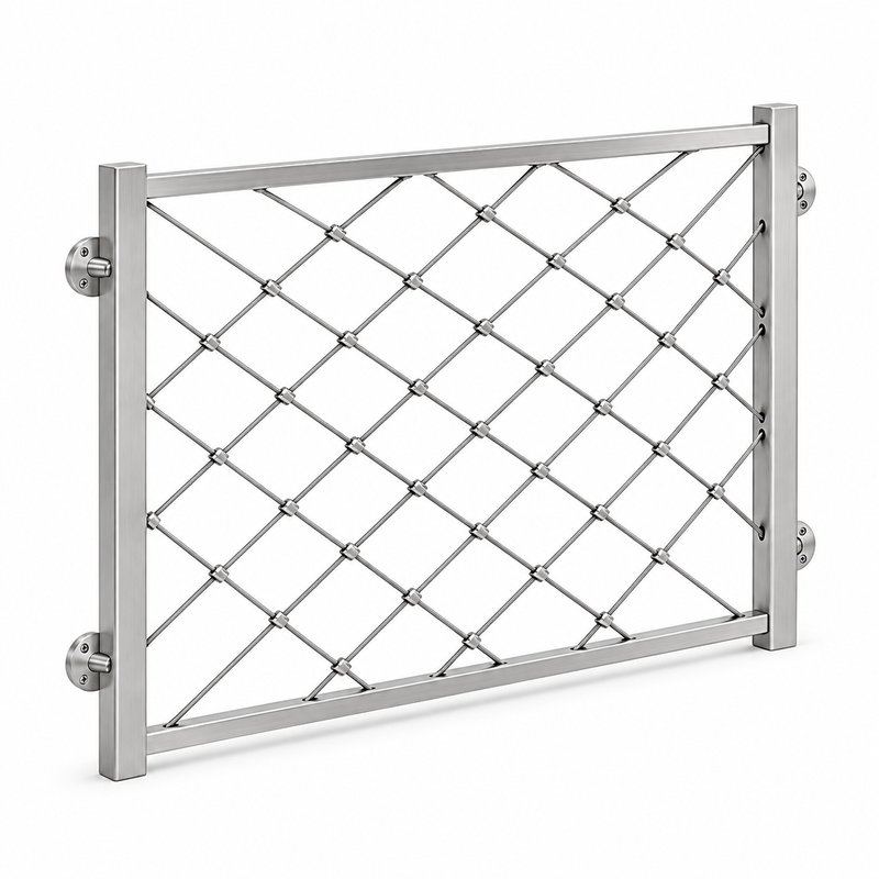 Standoff Mounted Cable Mesh Panel — Satin silver appearance