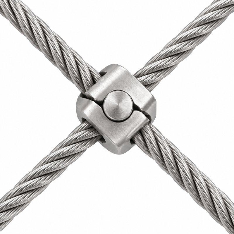 Standoff Mounted Cable Mesh Panel — Satin silver appearance