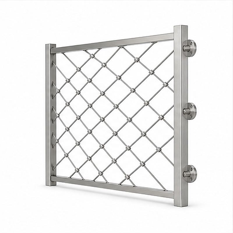 Standoff Mounted Cable Mesh Panel — Silver appearance