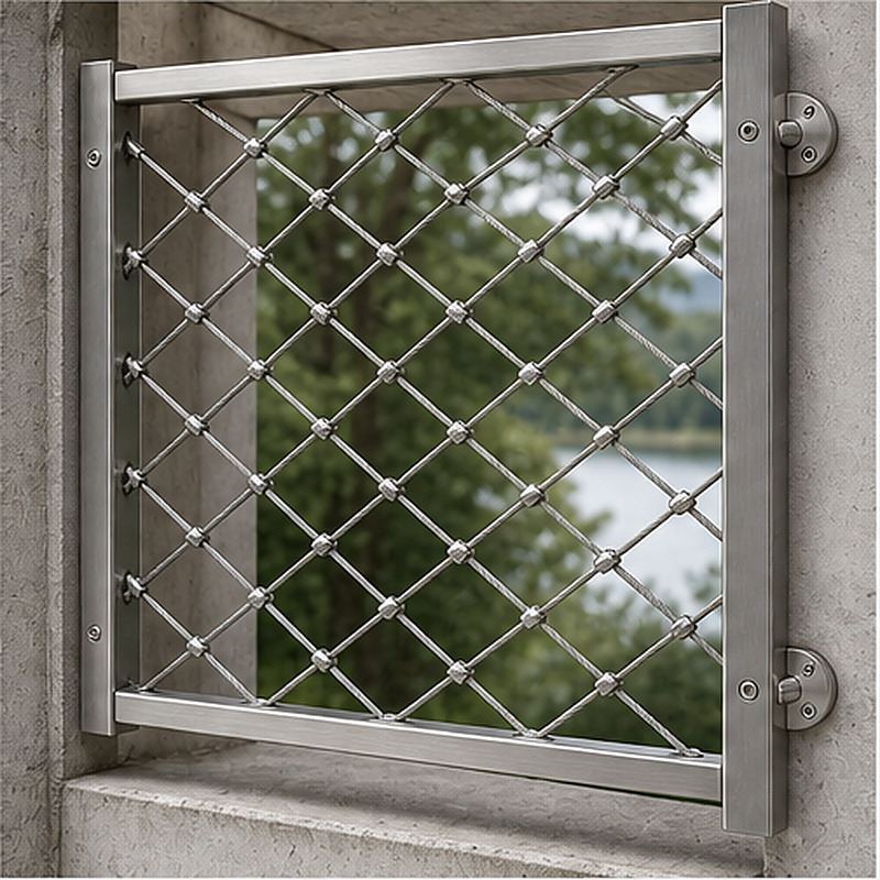 Standoff Mounted Cable Mesh Panel — Silver appearance